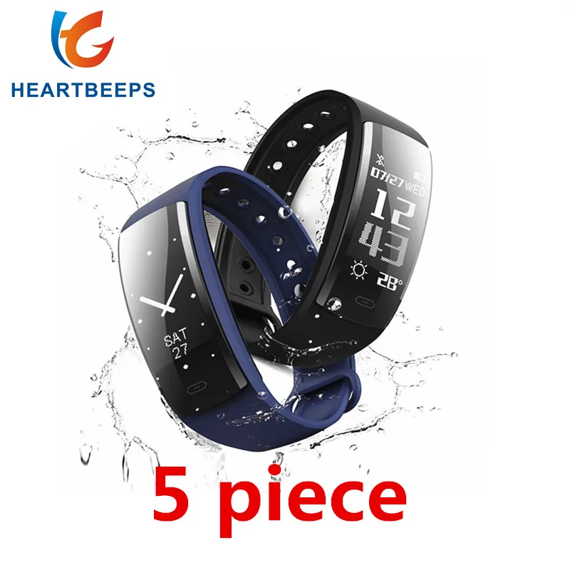 

5piece QS90 Smart Wirstband Blood Pressure Monitor Heart Rate Fitness Tracker Smart Bracelet IP67 Waterproof Pedometer Smartband