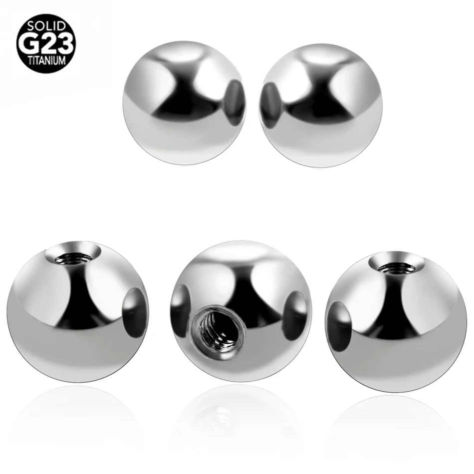 G23 титановые винтовые шарики Сменные аксессуары для тела ювелирные изделия для губ сосок, бровь серьги пупка кольцо для пирсинга языка 14 г 16 г