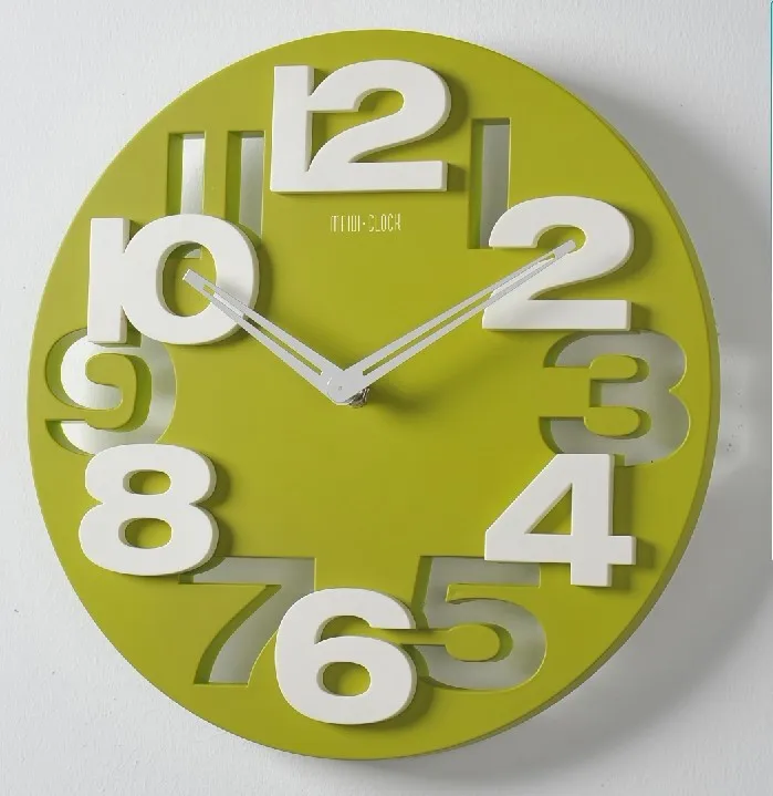 Большие 3D настенные часы Цифровые декоративные настенные часы современный дизайн черные белые большие бесшумные настенные часы домашний декор Новинка полые - Цвет: Зеленый