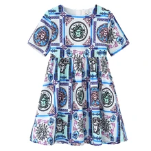 Летнее платье для маленьких девочек детское платье с цветочным принтом костюм принцессы детская одежда для девочек, платья для детей от 2 до 10 лет