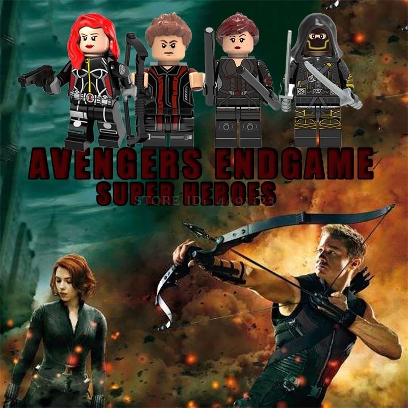 

Avengers Endgame LEGOing Black Widow Hawkeye Natasha Romanoff Clint Set Fgures Super Heroes Blocks Toys Legoings Marvel Movie