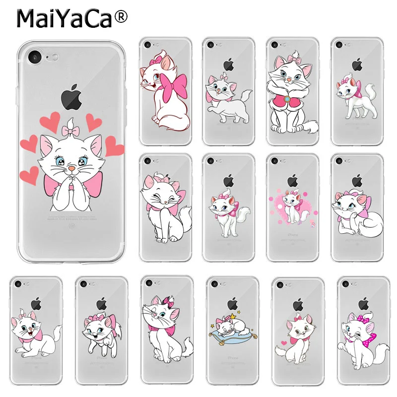 MaiYaCa розовый мультяшный аристократ Marie Cat TPU мягкий чехол для телефона Apple iPhone 8 7 6 6S