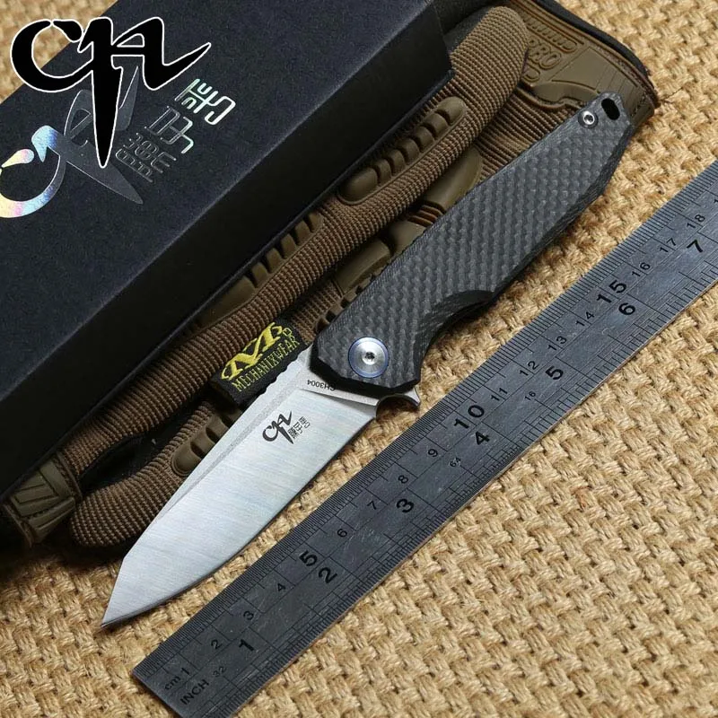 

CH 3004 original design Flipper folding knife AUS-8 Blade TC4 Titanium+carbon fiber handle outdoor camping hunt Knives EDC tools