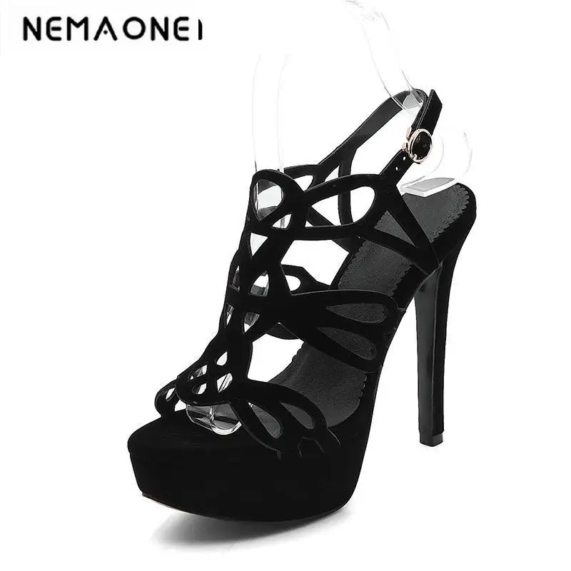 

2018 New sexy women sandals high heel sandals women thin high heels platform shoes woman summer women shoes large size 34-43