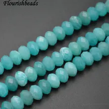 Натуральный темно синий Амазонит граненый ромб резка 5x8 мм Камень Rondelle Spacer Свободные бусины высокое качество ювелирных изделий