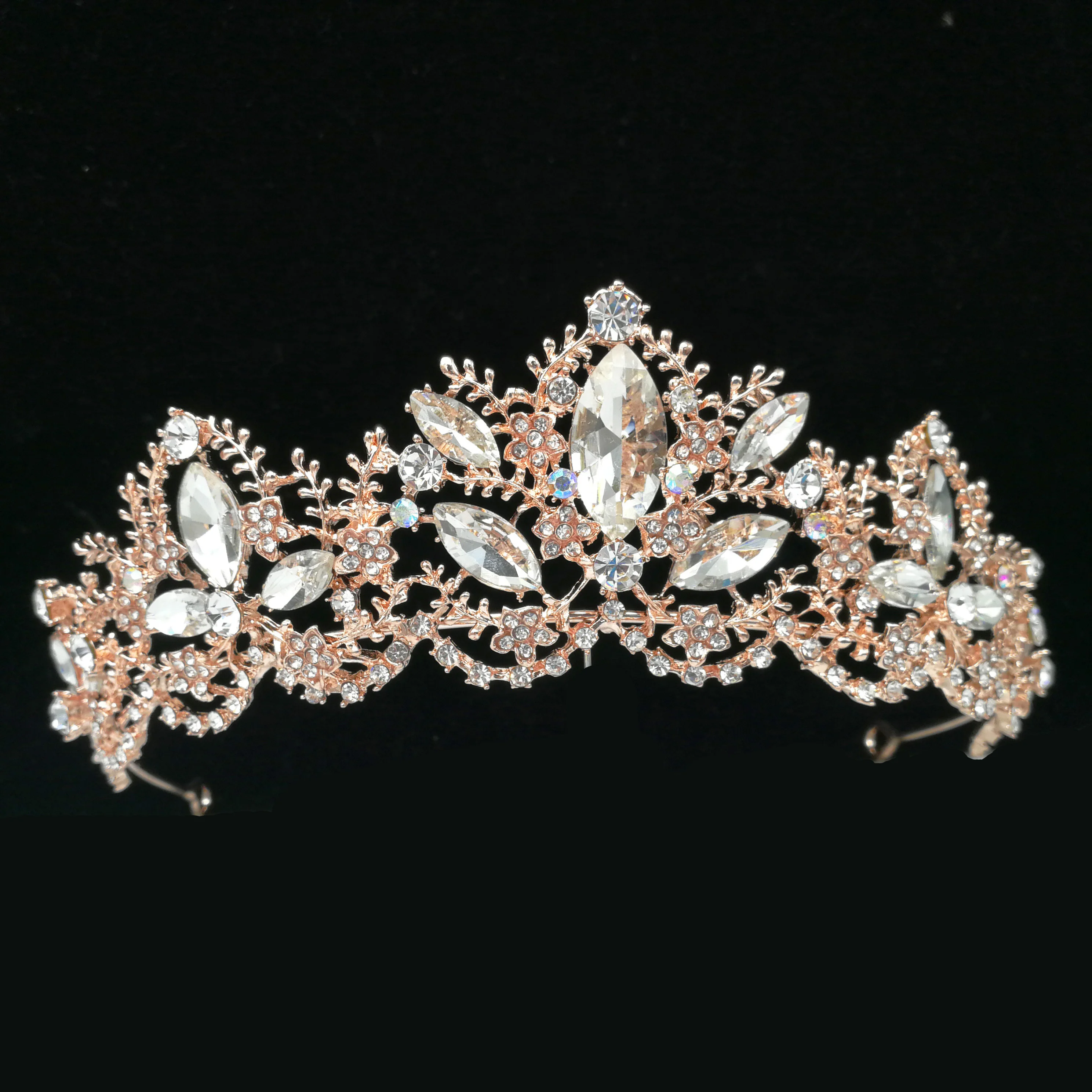 Новая мода в стиле барокко роскошная хрустальная свадебная тиара диадемы розовое золото диадема, тиара для Для женщин Свадебная прическа невесты Аксессуары