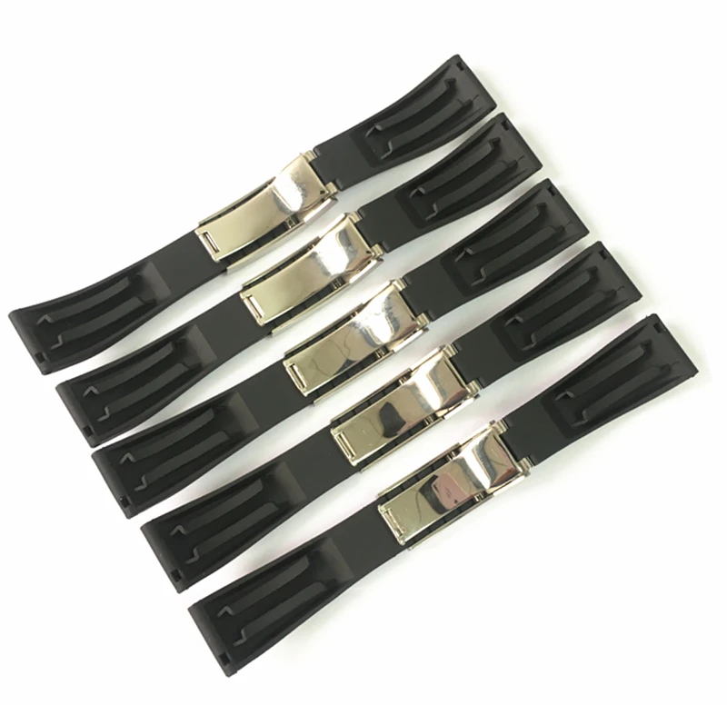 MERJUST New 20mm 21mm Black Soft Dustproof Silicone Rubber Watchband For Role strap Daytona Submariner GMT OYSTERFLEX Bracelet