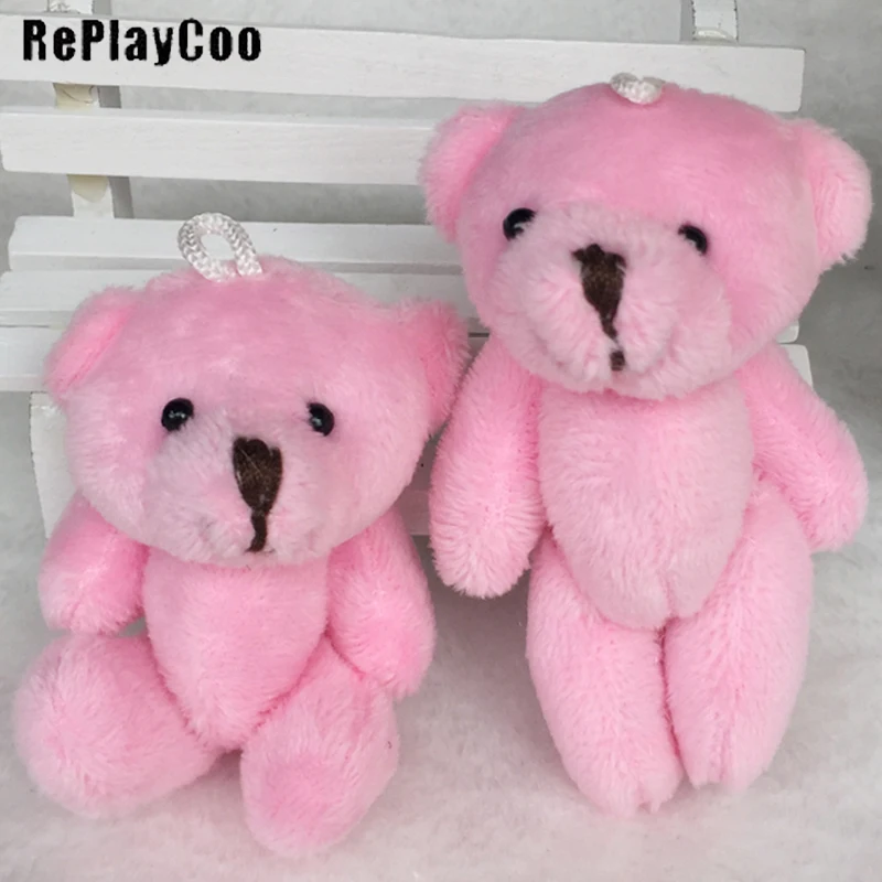 50 шт./лот совместных Тед медведь плюшевые игрушки милые животные чучела розовый 8 см куклы плюшевые мишки Плюшевые кулон дети игрушки