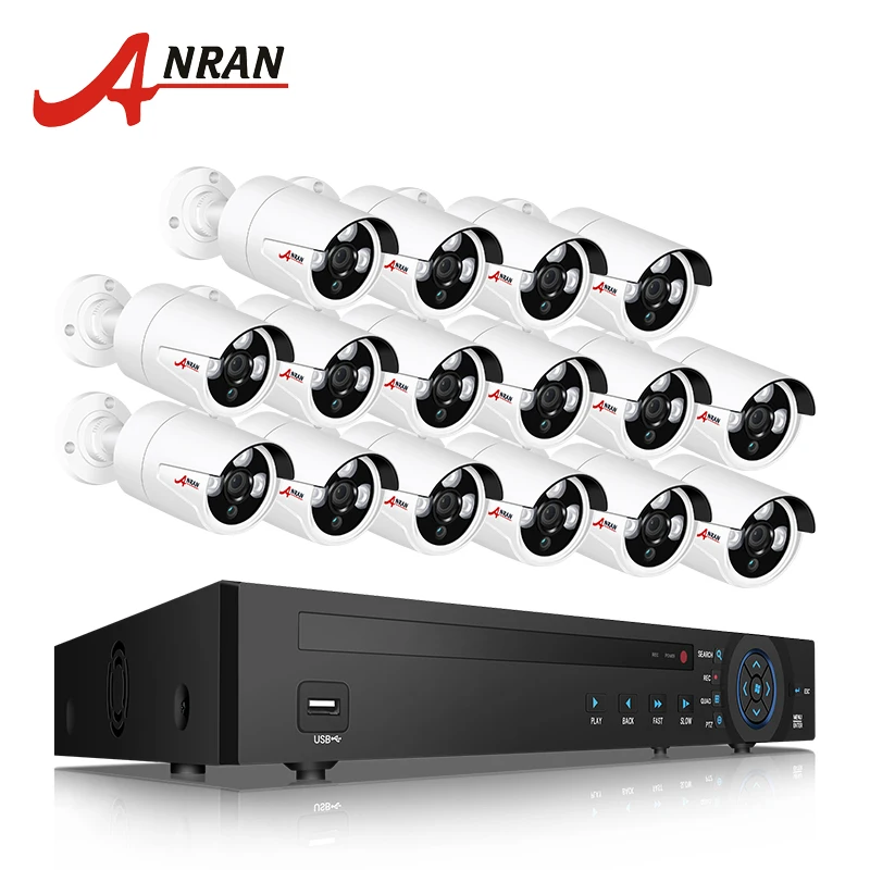 ANRAN 16CH 5.0MP POE NVR H.265 CCTV Системы пуля Водонепроницаемый 16 шт 1920 P IP Камера