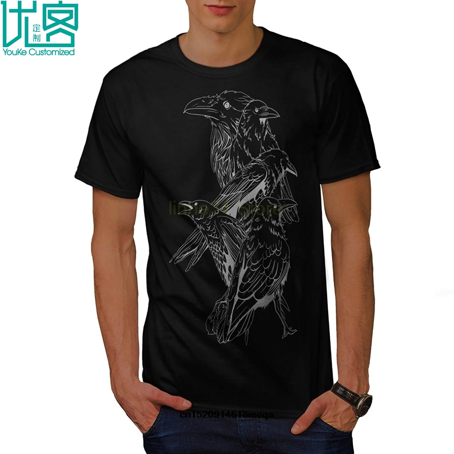 

funny t shirts Four Scary Raven Crow Birds Men's Summer Short Sleeve T-shirt