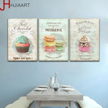 

Modern Retro Abstract Restaurant Dessert Bread Frameless Canvas Paints Home Decoration Kitchen Wall Art Painting