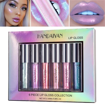 

6pcs/set Mermaid Lip Gloss Holographic Lip Tattoo Lipstick Shimmer Cosmetics Glitter Liquid Lipstick lips Makeup Lip Tint