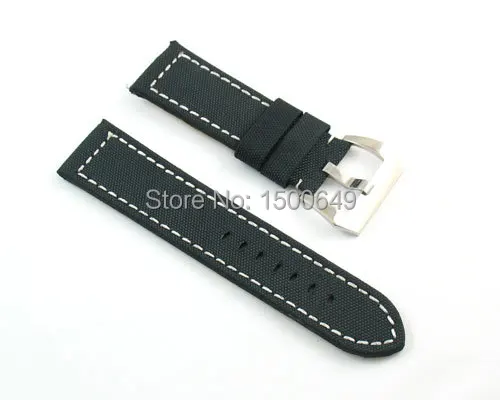 

24mm classic Mixed strap of the cloth and leather For 44mm Case parnis watch Needle buckle belt P86