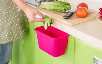 

1PC Hanging Standing Kitchen Waste Bin Hanged Cupboard Door PP Simple Garbage Bin Dustbin Scrap Storage Box Waste Bins OK 0176