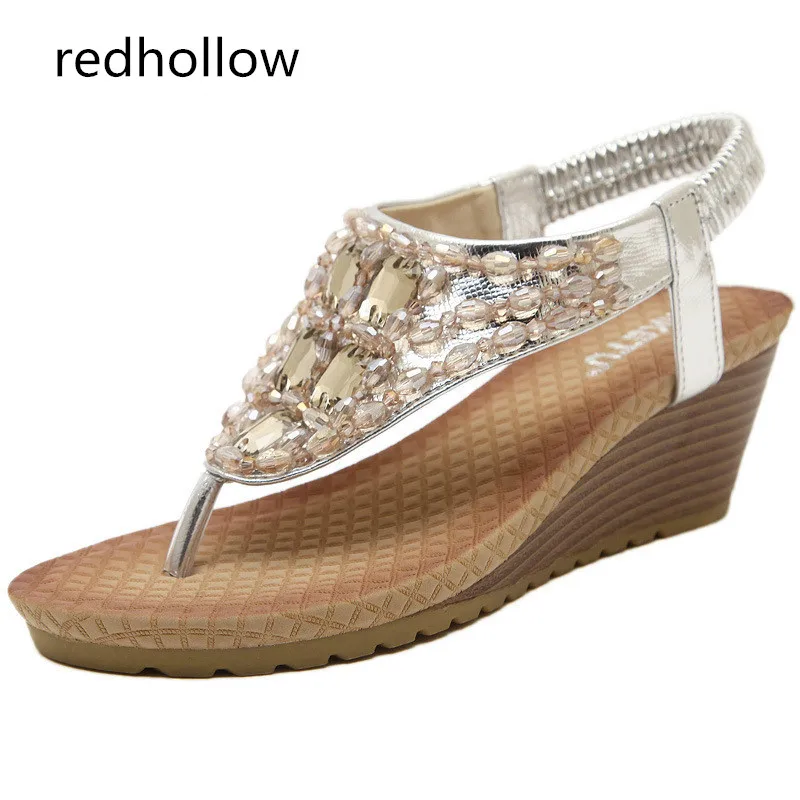 

Fashion Women Shoes Sandal Summer Wedges Shoes Bohemia Crystal Women Sandals High Heels Woman Flip Flops Shoes Comfort Sandalias
