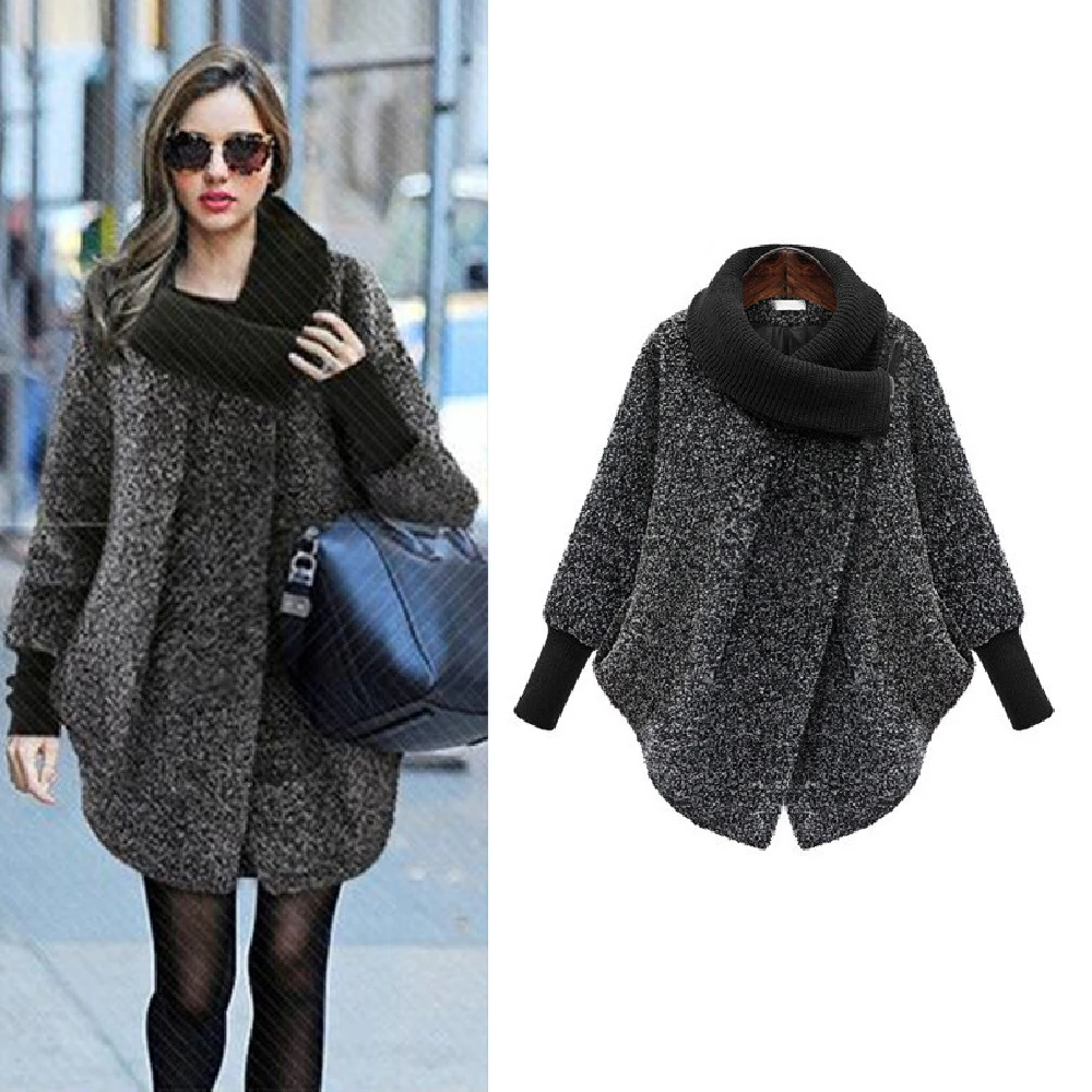 

Woman Winter Warm Lantern Sleeve Long England Style Vintage Woolen Coats Loose High Quantity Street Luxury Winter Cape ladies