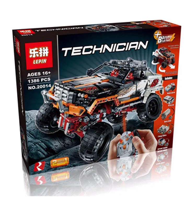 

2016 NEW LEPIN 20014 1386Pcs Technic Series 4X4 Crawler Vehicles Model Building Kits Minifigure Blocks Bricks Toy Gift With 9398