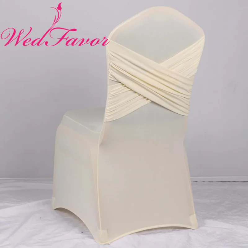 50 шт. эластичные свадебные чехлы на стулья с перекрещивающейся спинкой из лайкры и спандекса для банкета, отеля, вечерние украшения для мероприятий - Цвет: Ivory