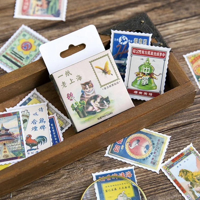 

45 pcs/box Vintage Stamps stickers paper sticker decora diy diary scrapbooking sealing sticker children favorite stationery