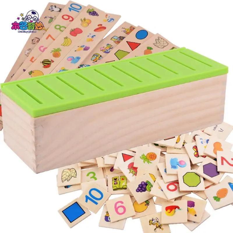 Дети познавательный, на поиск соответствия коробка математические знания игрушка для классификации детей деревянные Обучающие Развивающие игрушки обучения монтессо