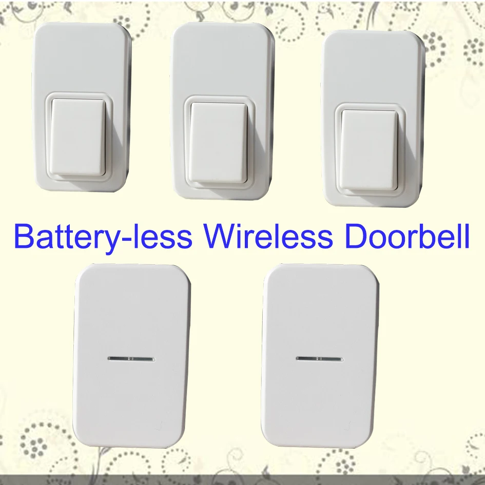 3 Push Buttons 2 Indoors Chime Battery Less Wireless Doorbell Door Bell Cordless 110m Long Range