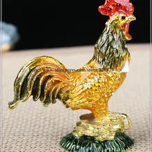 Оловянная Эмаль Кристалл курица брелок коробка для ювелирных изделий Кольцо держа Курица Петух курица коробка ювелирных изделий украшение животное милый подарок