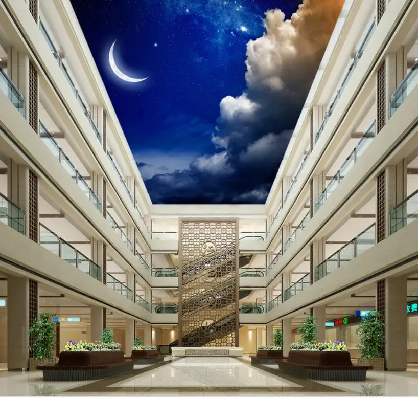 

3d Wall Murals Ceiling Murals Ceiling Murals Moon clouds 3d Room Wall papers Home Decor 3d HD Ceiling