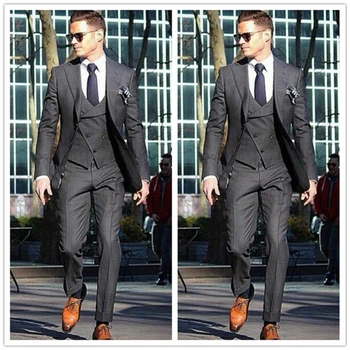 

2020 Custom Made Gentleman Wedding Prom Mens Suits Morning Tuxedos Blazer Masculino Groom Wear Best Men Suit Jacket+Pants+Vest