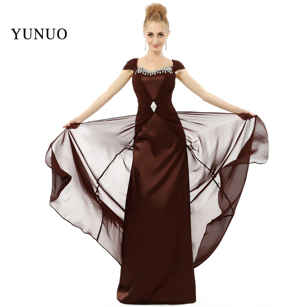 

High Quality Sparkly Crystals Cap Sleeves Floor-length Elegant Mother of the Bride Dresse Charming Long Monthers Dress x08171