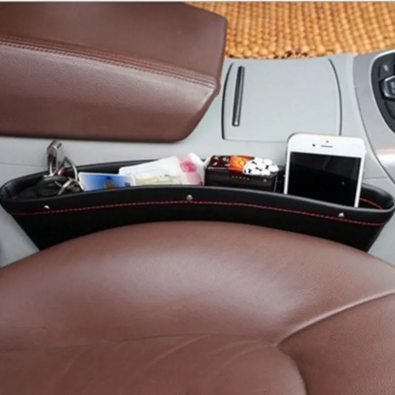 

Urijk Car Organizer PU Leather Car Seat Organizer Box Caddy Slit Pocket Storage Glove Box Lot Box For Books/Phones/Cards
