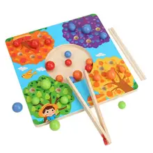 Монтессори фруктовое Дерево Клип шары настольная игра игрушки для детей детский сад Смешные ранние Образовательные деревянные формы цветные игрушки подарки
