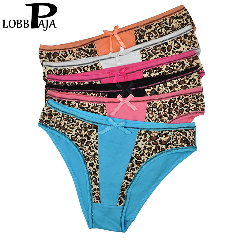LOBBPAJA 6 PCS/Lot Underwear Women Cotton Sexy Leopard Panties Low