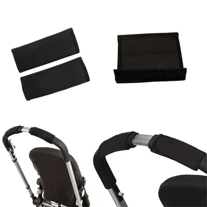2pcs/Pair New Baby Stroller Accessories Carriage Front Handle Pram Black Neoprene Magic Tape Bumper Bar Cover bebek Arabasi
