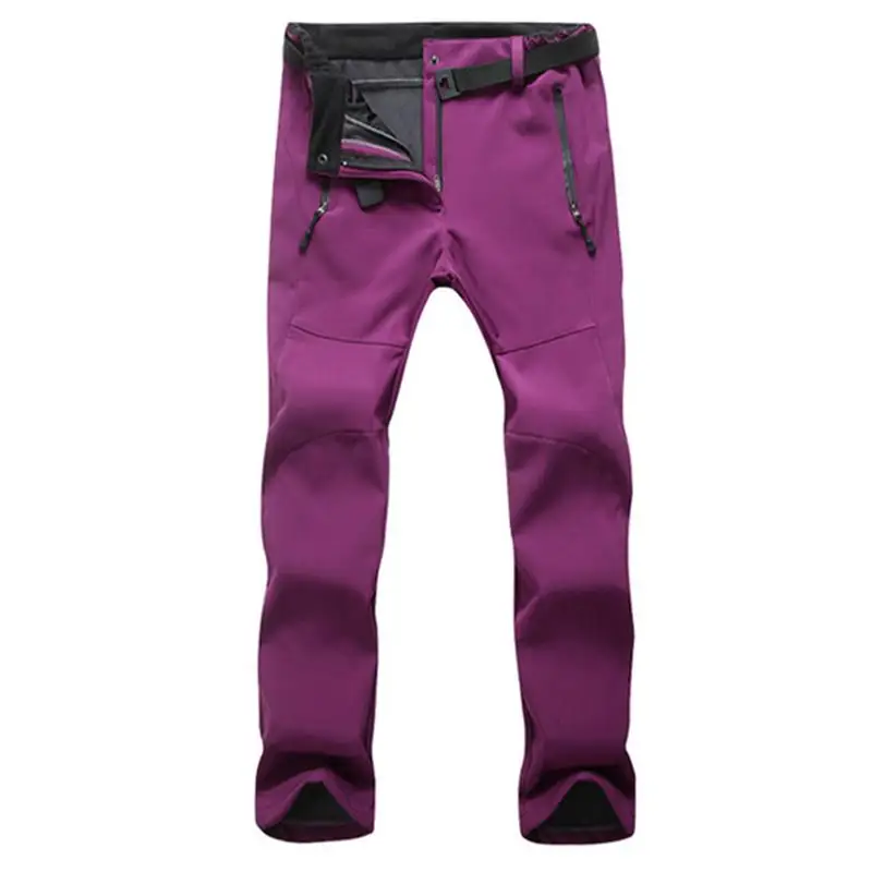Женские зимние теплые флисовые брюки для рыбалки, кемпинга, походов, женские лыжные водостойкие ветрозащитные штаны - Цвет: Purple red