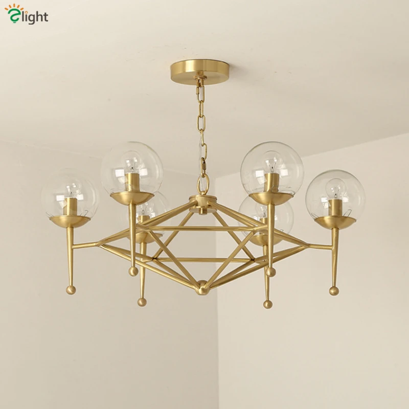 

2016 New Design Modo DNA Shape Copper Led Chandelier Lighting Restaurant 6 Light Dia68cm Clear Manual Blown Glass Led Lighting