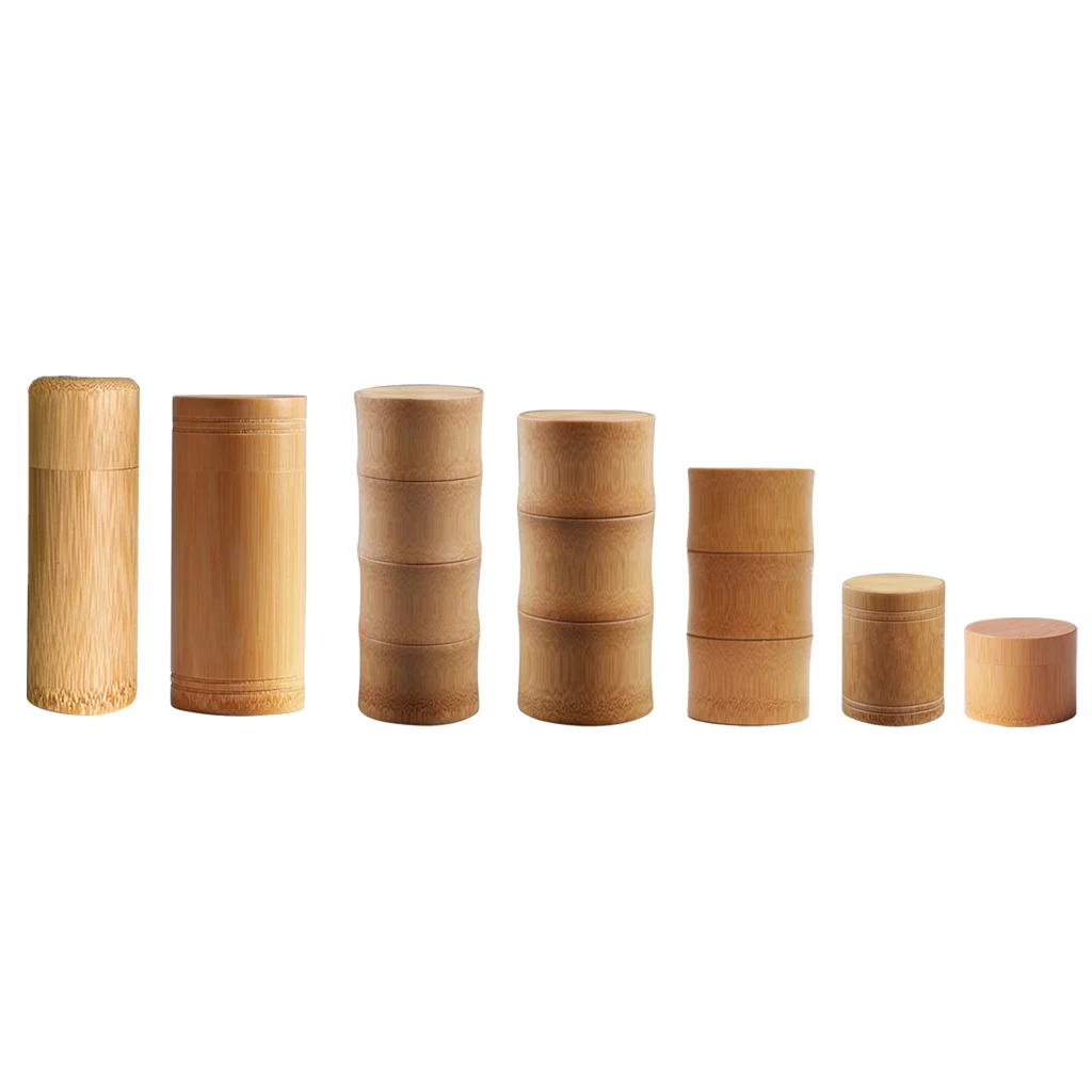 Vintage Round Bamboo Canister Storage Can for Sealed Tea Candy Dried Foods Jar Storage Home Kitchen Tools
