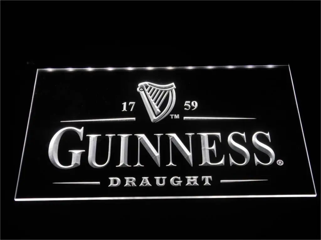 A002 Guinness винтажные логотипы пивной бар светодиодный неоновый светильник с переключателем вкл/выкл 20+ цветов 5 размеров на выбор - Цвет: Белый