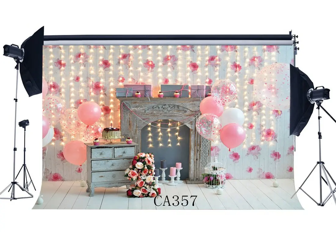 

Photography Backdrops Bokeh Halos Twinkle Spots Balloons Flowers Vintage Stripes Wood Floor Background