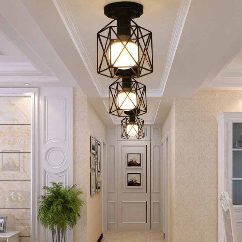 Us 12 41 31 Off Woerfu American Ceiling Light E27 Corridor Balcony Fitting Room Study Bedroom Iron Ceiling Lamp In Ceiling Lights From Lights