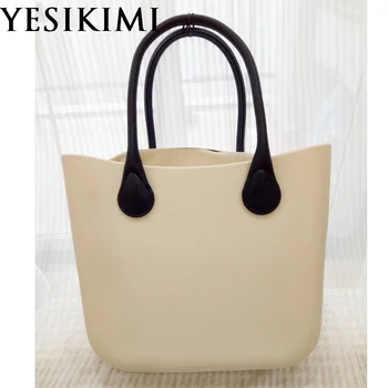 

Beige Silicone Bag Women Bucket bags Casual Tote Summer Beach Purses 42CM Classic Handbag Design Bolsas