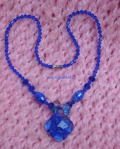 Beautiful blue crystal necklace heart-shaped pendant | Украшения и аксессуары