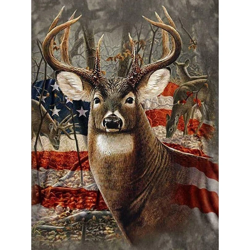 Daimond Painting Full 5D Diy &quotAmerican Elk&quot 3D Cross-stitch Round Rhinestone Pasted Diamant Embroidery Mosaic Gift | Дом и сад