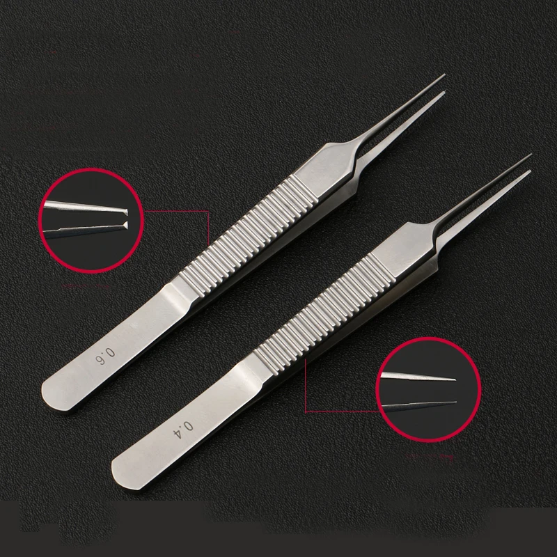 Fine plastic tweezers stainless steel ophthalmic microsurgery for double eyelid surgery tools with hooked toothless fat 2
