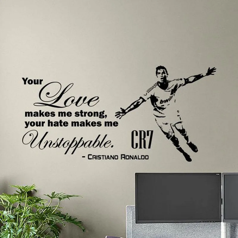 

Cristiano Ronaldo Wall Decal Quotes Wall Stickers Soccer Poster Sport Football Player Children Vinyl Sticker Gym Decor N146
