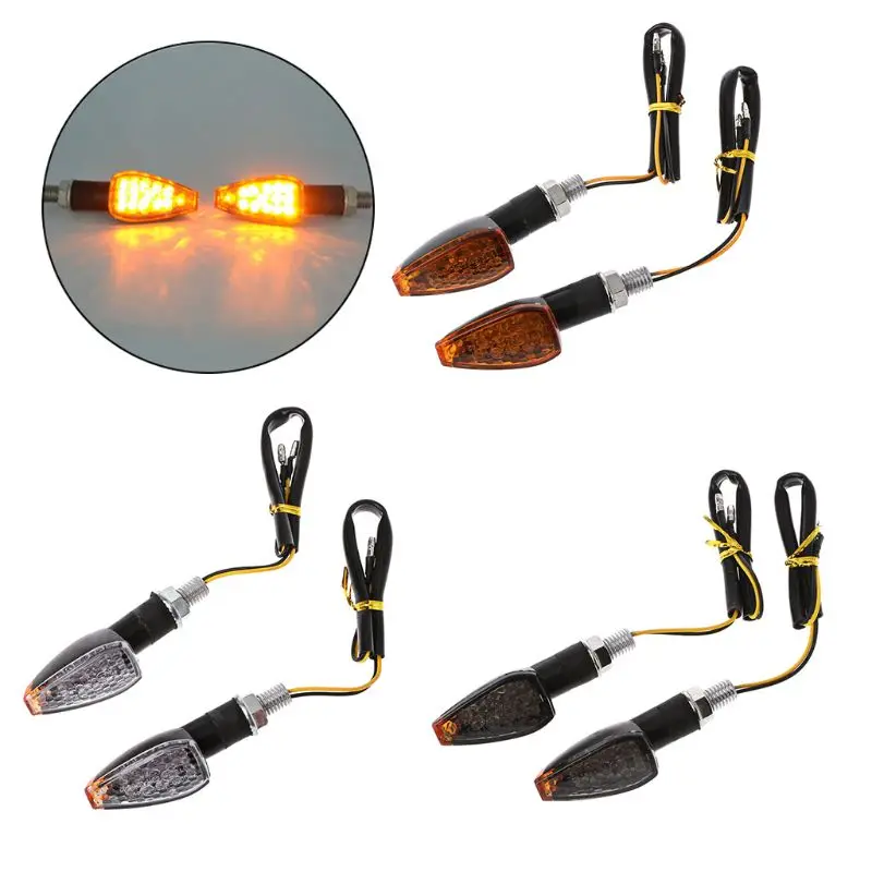 2PCS Motorcycle LED Turn Signal Indicators Light Amber Blinker Light 12V 2W 14 Led Motorbike Lamp Motorcycle Signal Lamp 3 Color