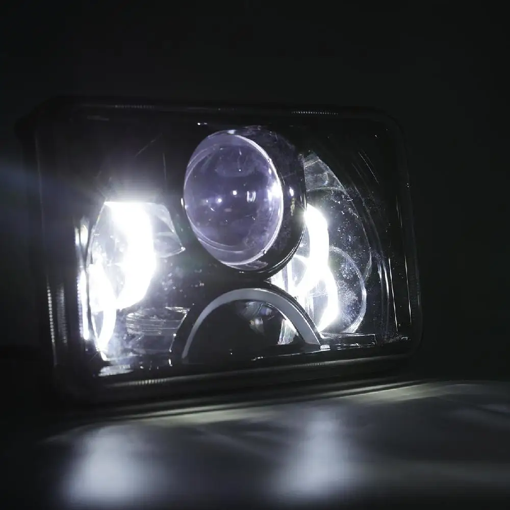 Auxmart 6"x4" Square LED Headlight 55W 6000K High Low Spot Beam Lamp For FREIGHTLINER Peterbilt Rectangular Kenworth