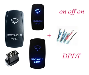 

Blue Led on off on WINDSHIELD WIPER Rocker Switch + Terminal Cables Wiring Set for Car Boat Truck Push Switch DIY Replacement