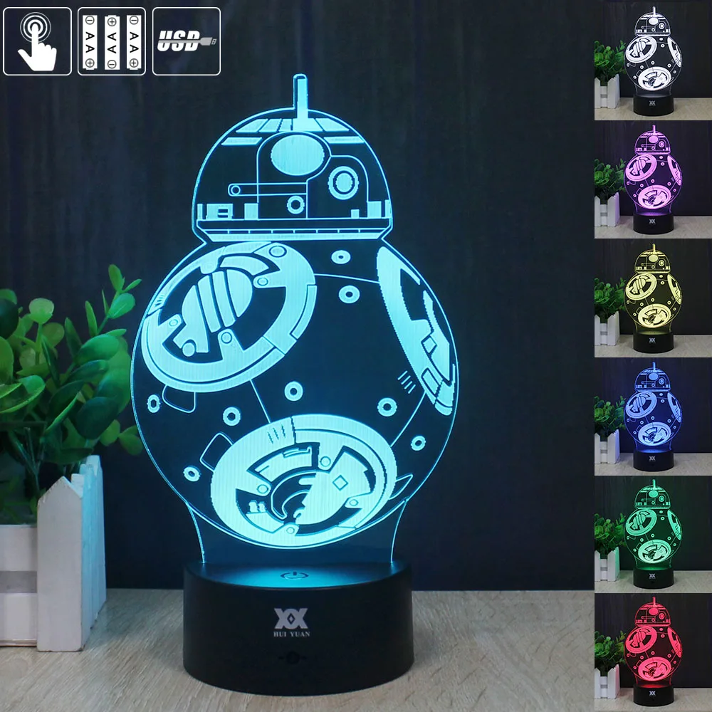 Звездные войны лампа Дарт Вейдер Энакин Скайуокер 3D BB 8 LED Новинка ночные