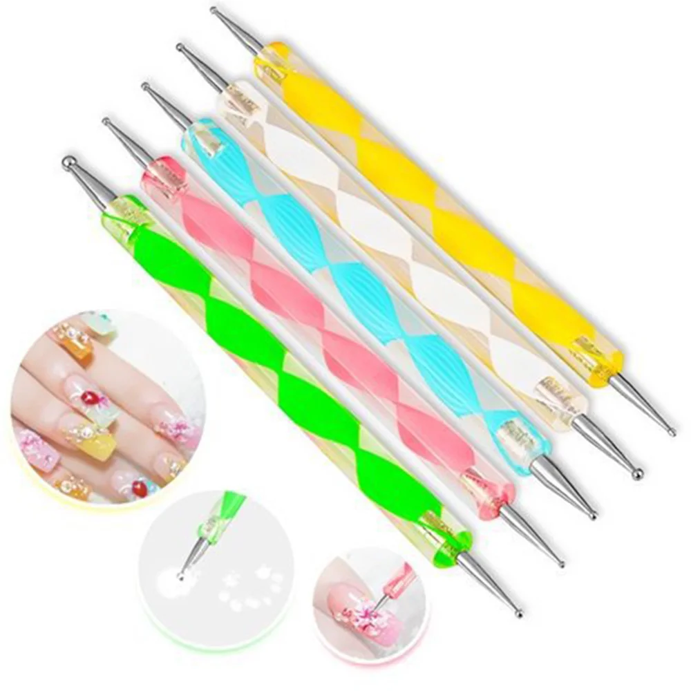 

Kaizm Dotting Tools 5 pcs x 2 way Dotting Marbleizing Painting Pen Tool Nail Art Dot Dotting Tool Nail Care 5pcs/set Nail Pen