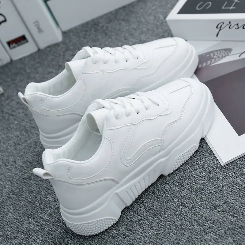 

Women Casual Shoes Women Vulcanizes Shoes Fashion Platform Sneakers Women Shoes Lace Up Leather White Shoes Comfortable Sneakers